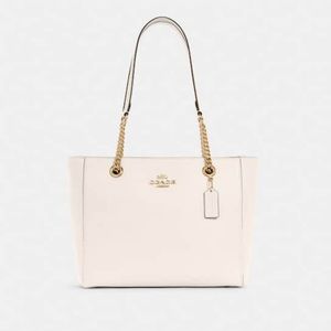 NWT Coach Marlie tote, gold and chalk
